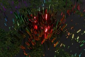 A cluster of precision-cut magic crystal, science fiction and magic theme, 3d rendering. photo