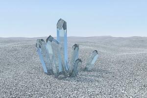 A cluster of blue magic crystal gather together, 3d rendering. photo