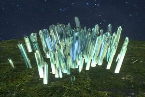 A cluster of precision-cut magic crystal, science fiction and magic theme, 3d rendering. photo