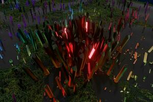 A cluster of precision-cut magic crystal, science fiction and magic theme, 3d rendering. photo