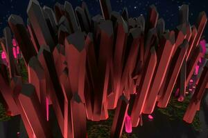 A cluster of precision-cut magic crystal, science fiction and magic theme, 3d rendering. photo