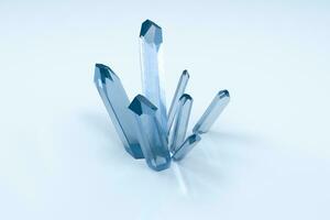 A cluster of blue magic crystal gather together, 3d rendering. photo