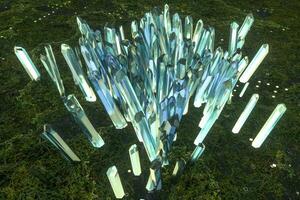 A cluster of precision-cut magic crystal, science fiction and magic theme, 3d rendering. photo