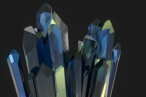 A cluster of precision-cut magic crystal, science fiction and magic theme, 3d rendering. photo