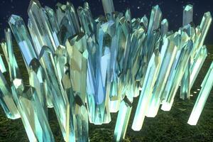 A cluster of precision-cut magic crystal, science fiction and magic theme, 3d rendering. photo