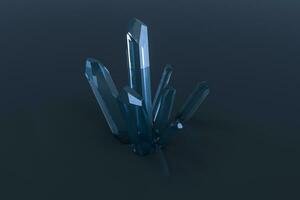 un racimo de azul magia cristal reunir juntos, 3d representación. foto