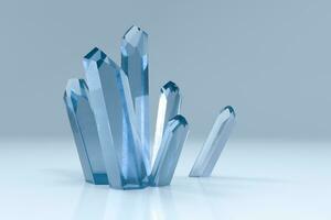 A cluster of blue magic crystal gather together, 3d rendering. photo