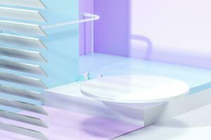 3d rendering, relaxing tint color room with creative shapes. photo