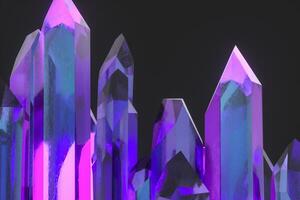 A cluster of precision-cut magic crystal, science fiction and magic theme, 3d rendering. photo