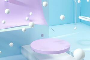 3d rendering, relaxing tint color room with creative shapes. photo