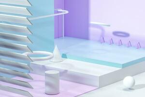 3d rendering, relaxing tint color room with creative shapes. photo