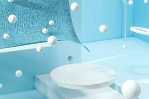3d rendering, relaxing tint color room with creative shapes. photo
