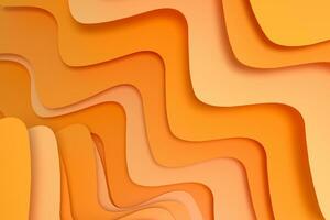 3d rendering curve paper background, orange background photo