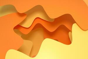 Curve paper background, orange and yellow background, 3d rendering photo