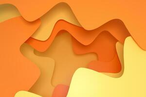 Curve paper background, orange and yellow background, 3d rendering photo