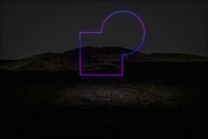 colorful glowing lines with dark mountain background, 3d rendering photo