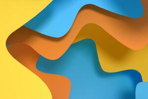 Curve paper background, colorful background, 3d rendering photo