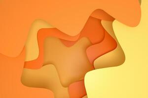 Curve paper background, orange and yellow background, 3d rendering photo