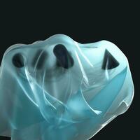 Abstract fabric shapes with dark background, 3d rendering. photo
