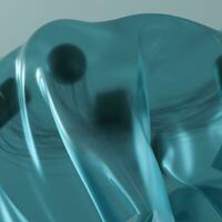 Abstract fabric shapes with dark background, 3d rendering. photo