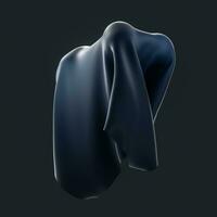 Abstract fabric shapes with dark background, 3d rendering. photo