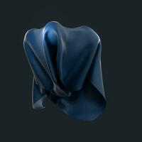 Abstract fabric shapes with dark background, 3d rendering. photo