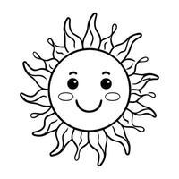 Cartoon Sun Coloring Page vector