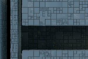 Dark ruins with circuit texture wall, sci-fi architecture background, 3d rendering. photo