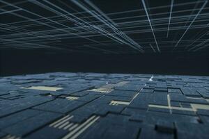 Glowing big data lines and technological background, 3d rendering. photo