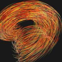 Orange swirling swirls with gradient lines, 3d rendering photo