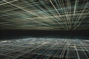 Glowing big data lines and technological background, 3d rendering. photo