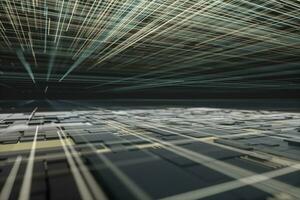 Glowing big data lines and technological background, 3d rendering. photo