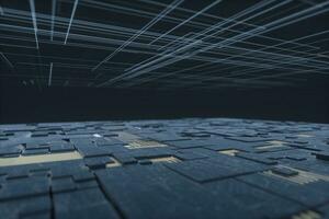 Glowing big data lines and technological background, 3d rendering. photo