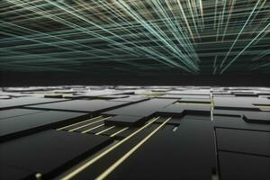 Glowing big data lines and technological background, 3d rendering. photo