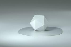 3d rendering, creative melted geometry with white background photo