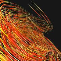 Orange swirling swirls with gradient lines, 3d rendering photo