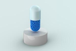 3d rendering, blue capsule with white background photo