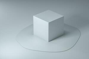 3d rendering, creative melted geometry with white background photo