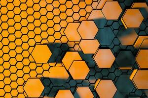 3d rendering, dark hexagonal background, sci-fi background photo