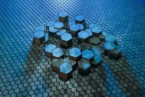 3d rendering, dark hexagonal background, sci-fi background photo