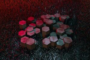 3d rendering, dark hexagonal background, sci-fi background photo