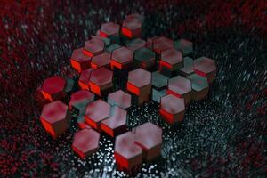 3d rendering, dark hexagonal background, sci-fi background photo