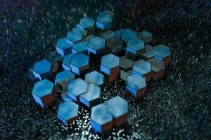 3d rendering, dark hexagonal background, sci-fi background photo