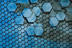 3d rendering, dark hexagonal background, sci-fi background photo