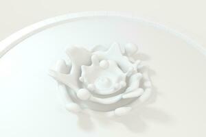 White wave liquid ripples by fluid simulation, 3d rendering photo