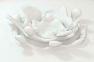 White wave liquid ripples by fluid simulation, 3d rendering photo