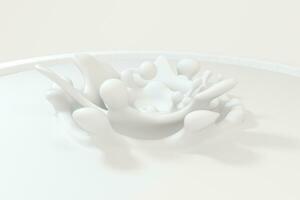 White wave liquid ripples by fluid simulation, 3d rendering photo