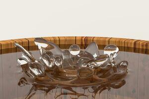 Transparent wave liquid ripples by fluid simulation, 3d rendering photo