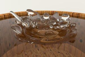 Transparent wave liquid ripples by fluid simulation, 3d rendering photo