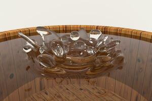 Transparent wave liquid ripples by fluid simulation, 3d rendering photo